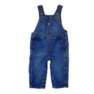 OSHKOSH B'GOSH Vestbak Carpenter Hickory Striped Straps Denim Overalls Size 9M